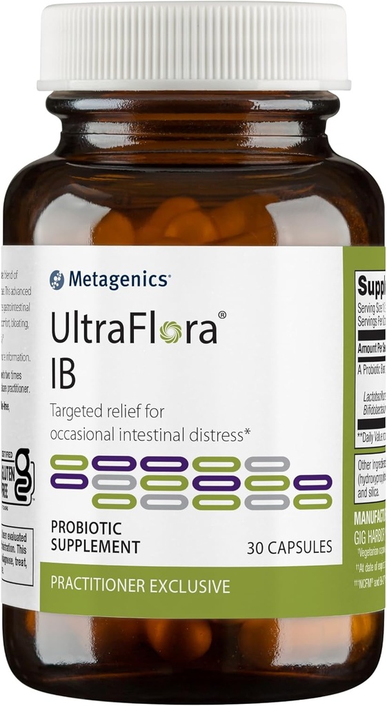 Metagenics UltraFlora IB - Relief for Occasional Intestinal Distress* - Probiotics for Digestive Health* - Anti-Bloat for Men & Women* - 60 Billion CFU - Non-GMO, Gluten-Free, Vegetarian - 30 Capsules