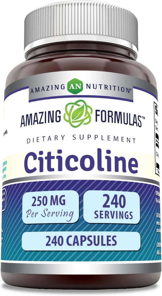 Amazing Formulas Citicoline 250 Mg | Capsules Supplement | Non-GMO | Gluten Free | Made in USA (240 Count)