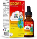Kiddivit Baby Iron Liquid Drops with Vitamin B12 & Folate – Gentle Iron Support Supplement – 60 Daily Servings, Inulin Fortified Prebiotic Fiber – Sugar Free, Gluten Free, Vegetarian, 2oz
