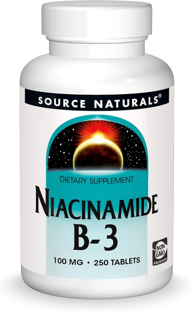 Source Naturals Niacinamide B-3, 100 mg Dietary Supplement - 250 Tablets