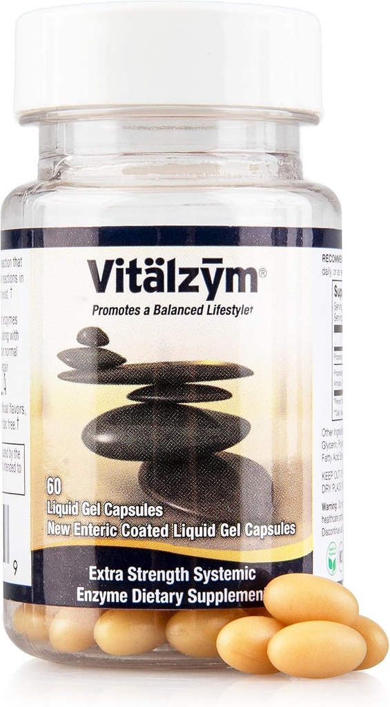 Proteolytic Systemic Enzymes Liquid Gel Capsules with Serrapeptase, Immune and Joint Support, Natural Ache Relief Plus Fertility Supplement (60 Capsules)