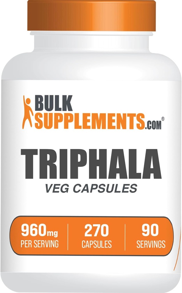 BulkSupplements.com Triphala Capsules - Triphala Supplements with Amla, Haritaki, and Bibhitaki - Gluten Free, 3 Capsules per Serving, 270 Count (Pack of 1)