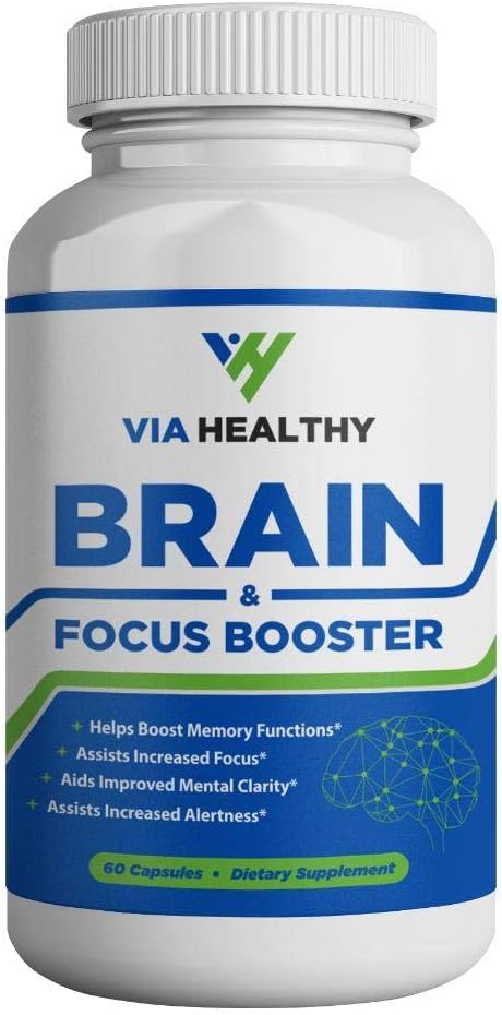 Brain & Focus Booster by Via Healthy - Enhance Focus, Boost Concentration, Improve Memory & Clarity, Mind Enhancement, Ginger Extract