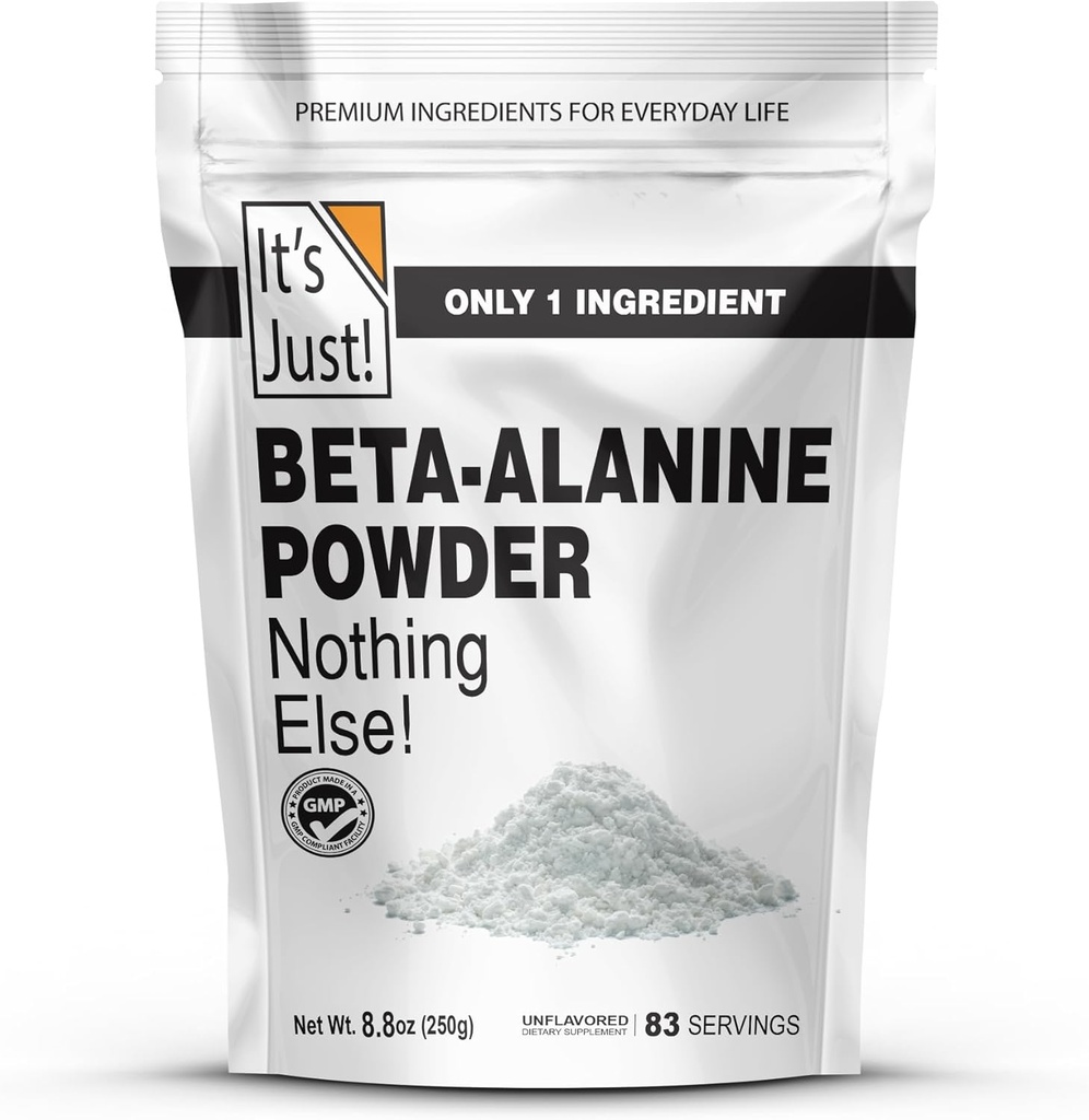 It's Just! - Beta-Alanine Powder, Pre-Workout Supplement, 250g Bulk, Unflavored, 3000mg Per Serving (250g / 83 Servings)