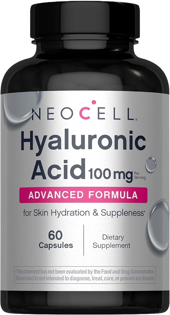 NeoCell Hyaluronic Acid Capsules, Essential Lubricant, Supports Tissue Hydration, Gluten Free, 60 Count, 1 Bottle