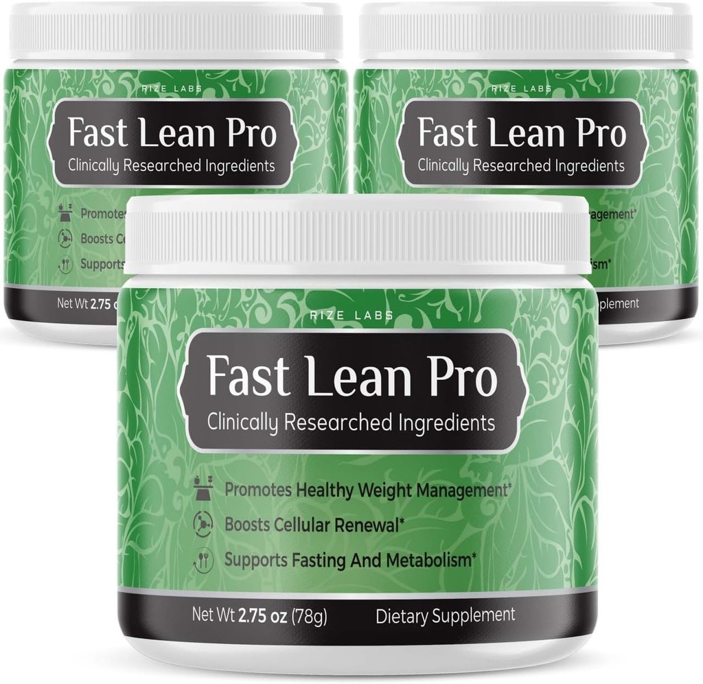 rize labs Fast Lean Pro, Official Fast Lean Pro Advanced Formula Supplement Reviews, FastLeanPro Hydration BCAA Drink Capsules in a Jar, Easy to Scoop and Tastes Great (90 Servings) (Pack of 3)