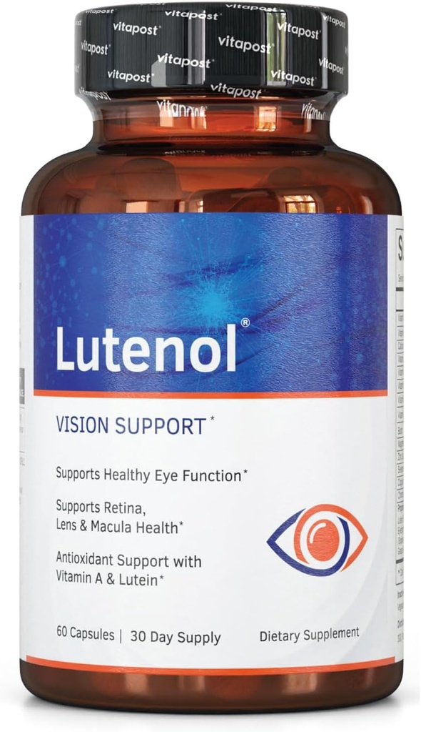 | Natural Vision Support Supplement with Eye Vitamins, Lutein & Zeaxanthin, Vitamin A & Zinc to Support Retina, Lens & Macula Health. 60 Capsules