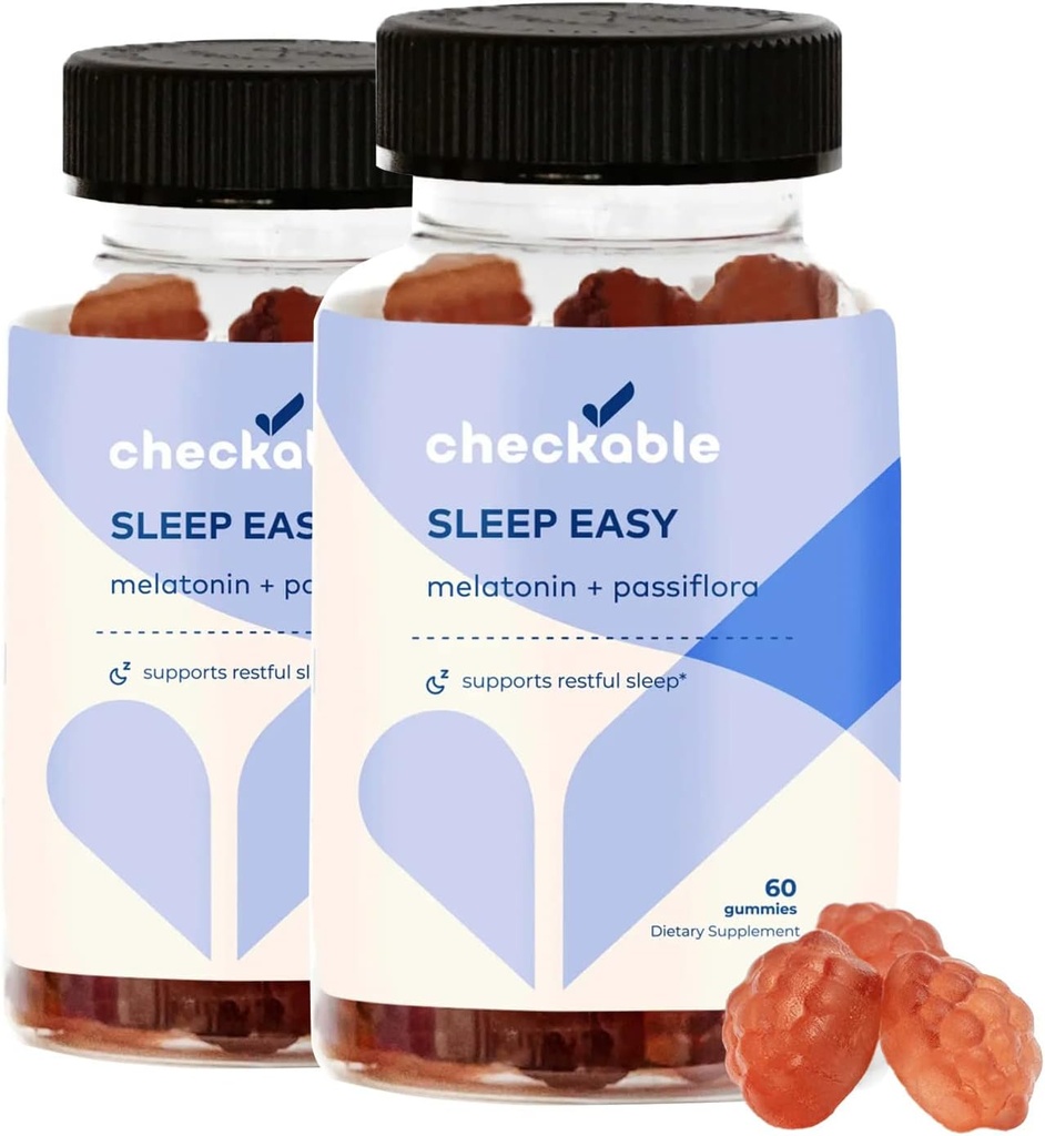 Checkable® Melatonin Gummy - 120 Count - Melatonin, Passiflora, and Vitamin B6 - Gluten Fee, Vegan, and Non-GMO
