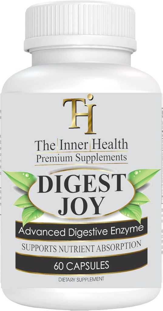 Digest Joy - Advanced Enzyme Blend for Optimal Digestion Support - Amylase, Lipase, Bromelain, Protease,Lactase & Other Enzymes(60 Vegetable Caps)