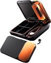 MURRI&MURRDI Pill Organizer and Crusher, Portable Pill Splitter and Cutter, Medicine Case 4 Cells Vitamin Dispenser Holder (D Black)
