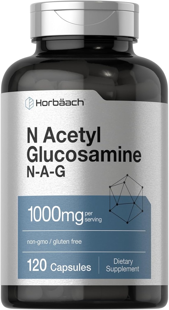 Horbaach N-Acetyl Glucosamine 1000 mg | 120 Capsules | N-A-G Supplement Pills | Non-GMO & Gluten Free