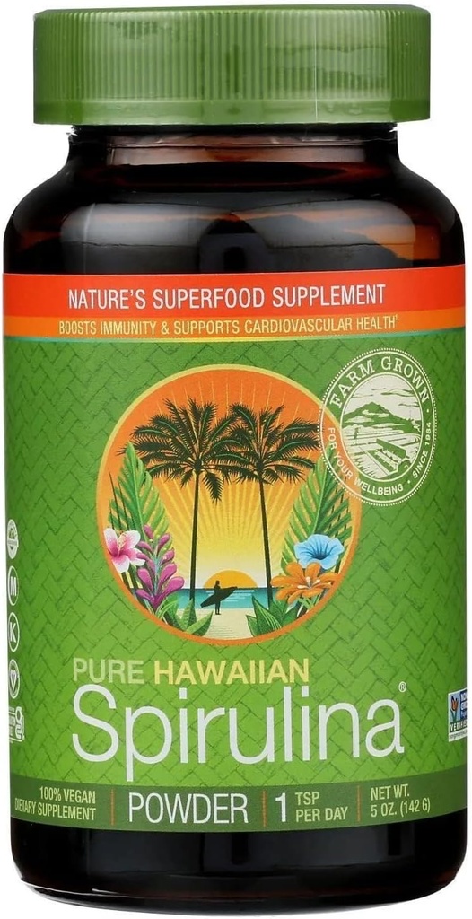 Pure Hawaiian Spirulina Powder Natural Premium Spirulina from Hawaii Vegan, Non-GMO, Immunity Support - Superfood Supplement & Natural Multivitamin, 5 Ounce