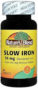 Nature's Blend Slow Iron 50mg, 60 Tablets Per Bottle (Pack of 2)