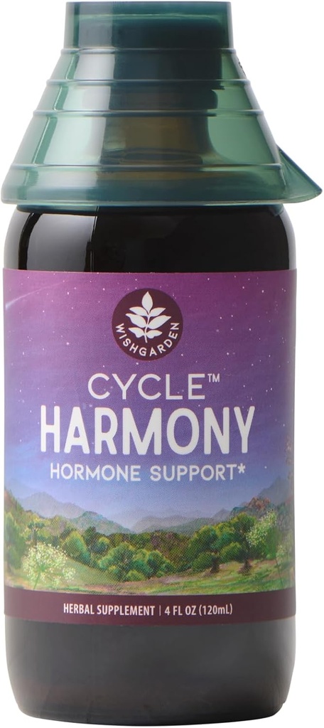 WishGarden Herbs Cycle Harmony Hormone Support - Plant-Based Herbal Supplement w/Vitex & Wild Yam Supports Normal Menstrual Cycle & Hormone-Based Issues, PMS, Irregular Cycles, Ovulation Issues, 4oz