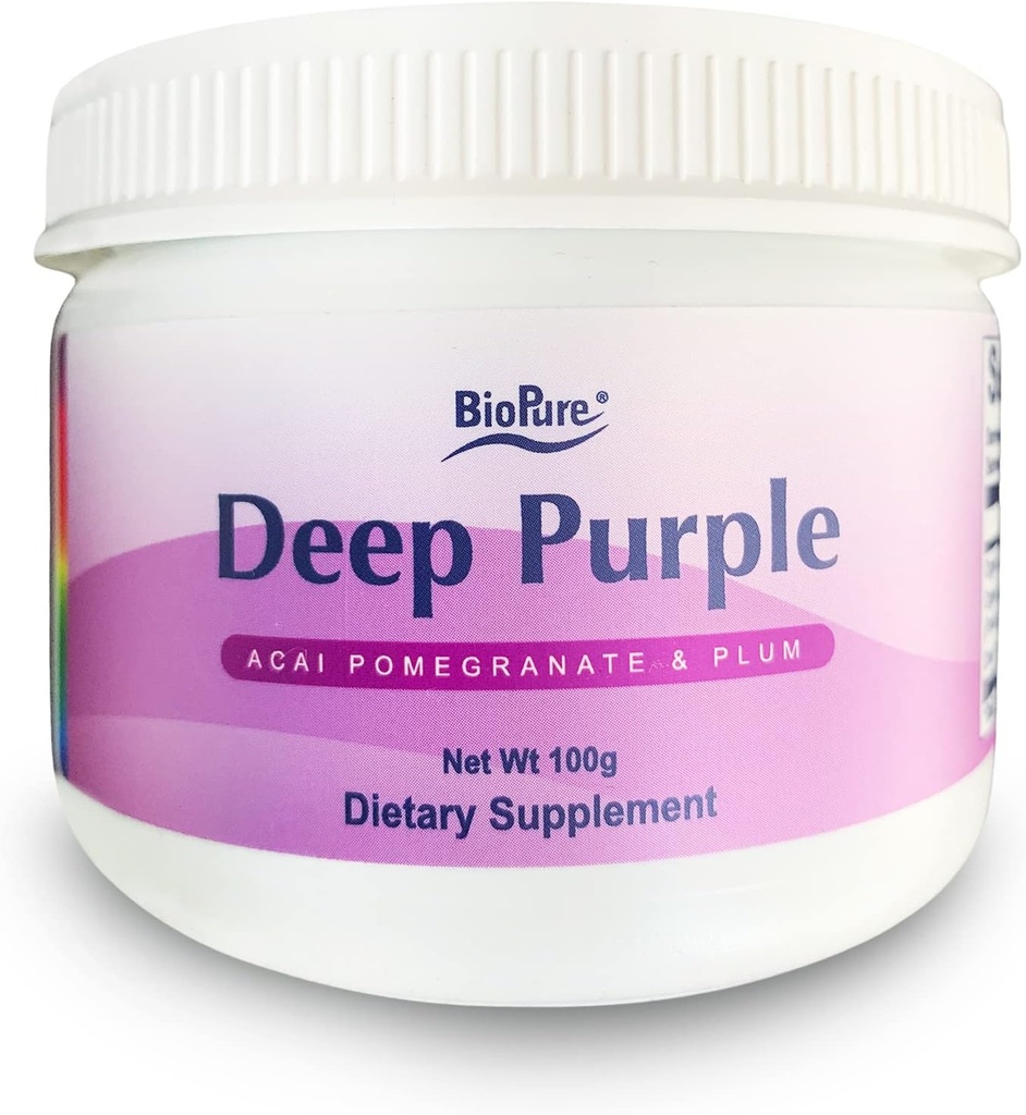 BioPure Deep Purple – All-Natural Superfruit Dietary Supplement Made from a Synergistic Blend of Organic Acai, Organic Pomegranate, and Plum for Gut Health, Immune Support and Overall Wellness – 100g