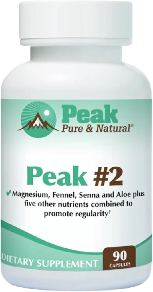 Peak #2 Natural Bowel Movement Supplement - Digestive Support and Motility Supplement with Magnesium, Fennel, Senna, Aloe, and More - Promotes Regularity and Gentle Elimination (90 Capsules)