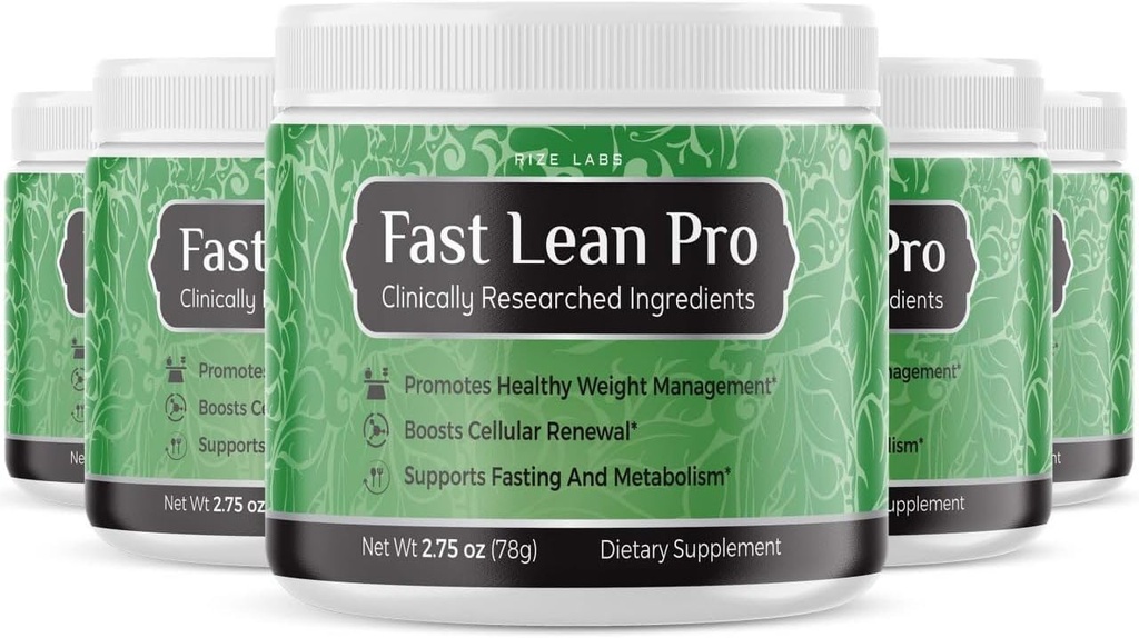 rize labs Fast Lean Official Pro Advanced Formula Supplement, Hydration BCAA Drink Capsules in a Jar, Easy to Scoop and Tastes Great - Pack of 5(120 Servings)