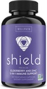 WellPath Shield Elderberry Capsules - 5-in-1 Immune Support Booster with Zinc, Vitamin C, Echinacea, Bee Propolis - Premium Zinc Supplement - 600 mg Sambucus Black Elderberry Pills for Adults - 60 Ct