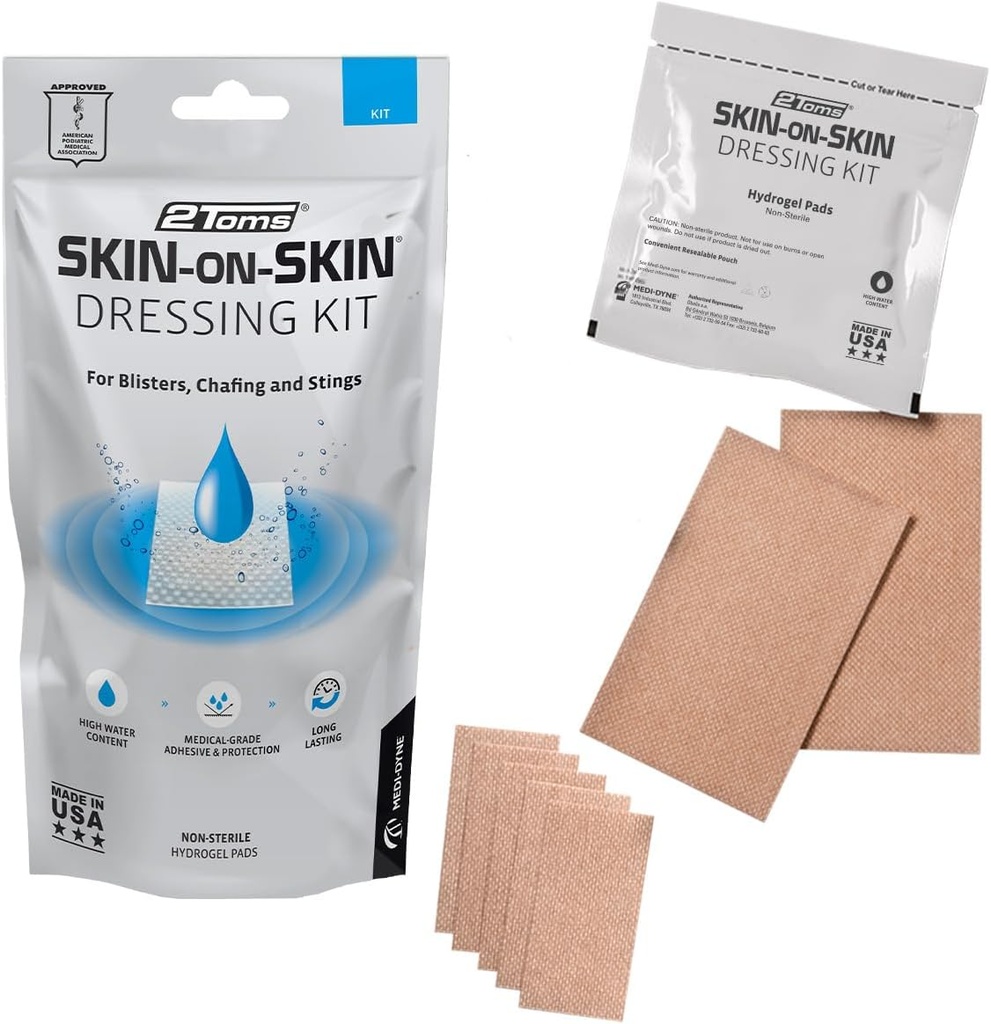 2Toms Skin-on-Skin Dressing Kit, Medical-Grade Adhesive Bandages for Blisters, Chafing, and Irritations for All-Day Wear