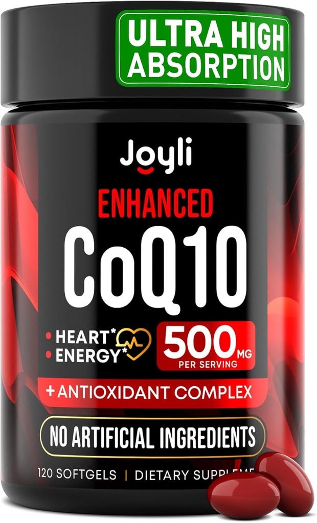 High Absorption CoQ10 500MG - Co Q 10 Supplement 120 Softgels for Heart Health&Energy Production - Enhanced CoQ10 Nutritional Supplements with Coenzyme Q10 - Alternative to coq10 400mg softgels