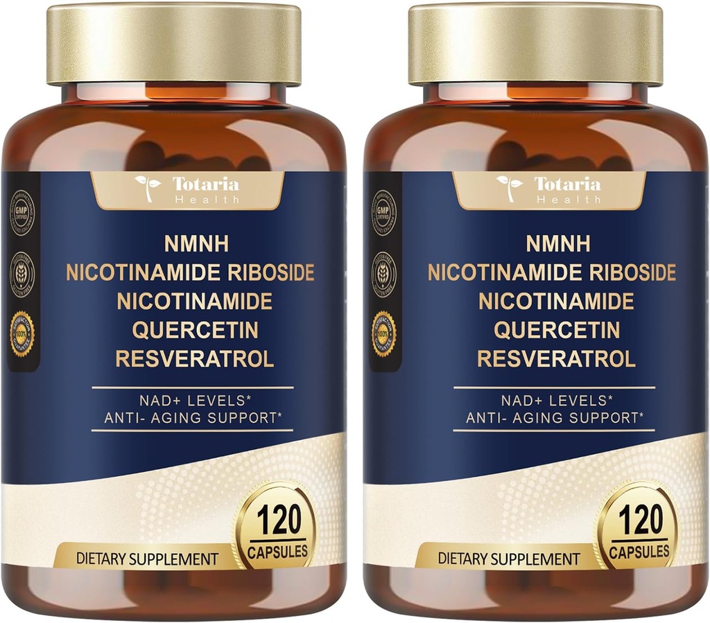 Totaria NMNH (Dihydronicotinamide Mononucleotide), NMNH Supplement w/Niacinamide (Vitamin B3), Quercetin, Trans-Resveratrol, Support NAD+, Anti-Aging, Skin Cell Health & Energy, 240 Count