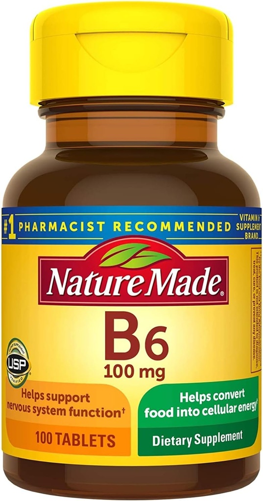 Nature Made Vitamin B-6 100 mg Tablets 100 ea (Pack of 4)