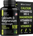 Calcium Citrate with Vitamin D3 K2 & Magnesium Glycinate - Bone Strength Supplement - Plant Based Calcium Supplements for Women & Men - Magnesium and Calcium D3 K2 Pills for Bone Health - 90 Capsules