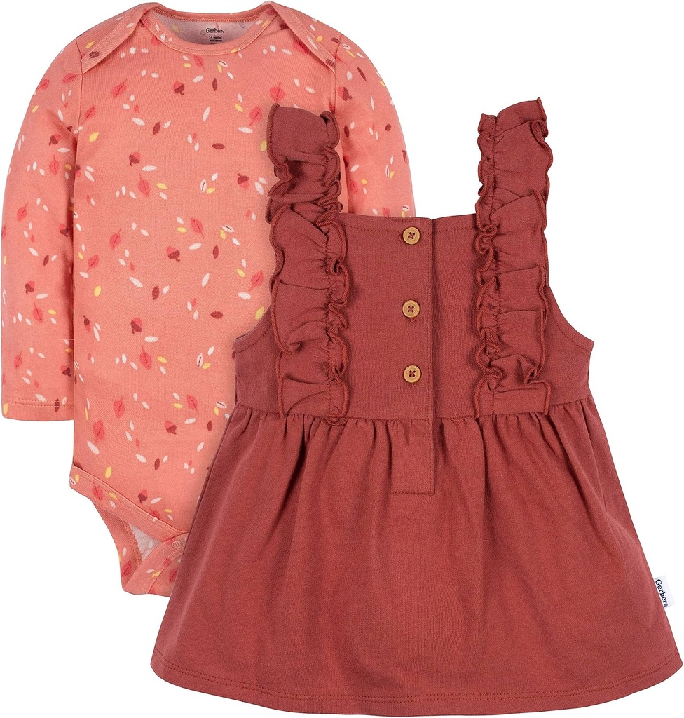 Gerber baby-girls Toddler 2 Piece Overall Dress Set