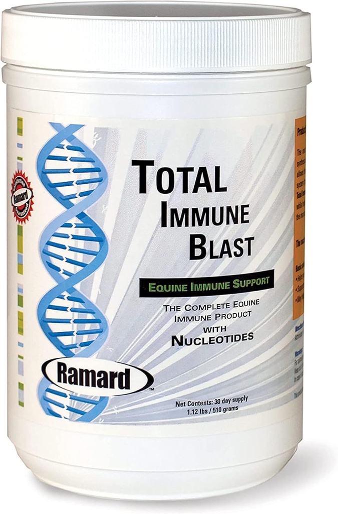 Ramard Total Immune Blast - Equine Immune Support, Horse Vitamin & Powder Supplement w/Zinc, Selenium, Omega 3, Omega 6 & Vitamins w/Nucleotides, Equine Powder & Supplements 1.12 lbs. 30 Days Supply