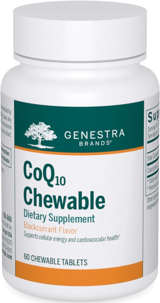 Genestra Brands CoQ10 Chewable | Coenzyme Q10 Supplement | 60 Chewable Tablets | Natural Blackcurrant Flavor