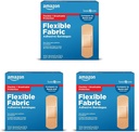   Basic Care Flexible Fabric Adhesive Bandages, First Aid and Wound Care Supplies, All-One Size, 100 Count (Pack of 3)