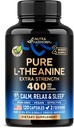 L Theanine 400 mg | L-Theanine Stress Relief | Extra Strength Supplement | Made in USA | Relaxation, Sleep & Calm Support | for Men & Women | Plant Based, Non-GMO & Gluten-Free | 120 Vegan Capsules