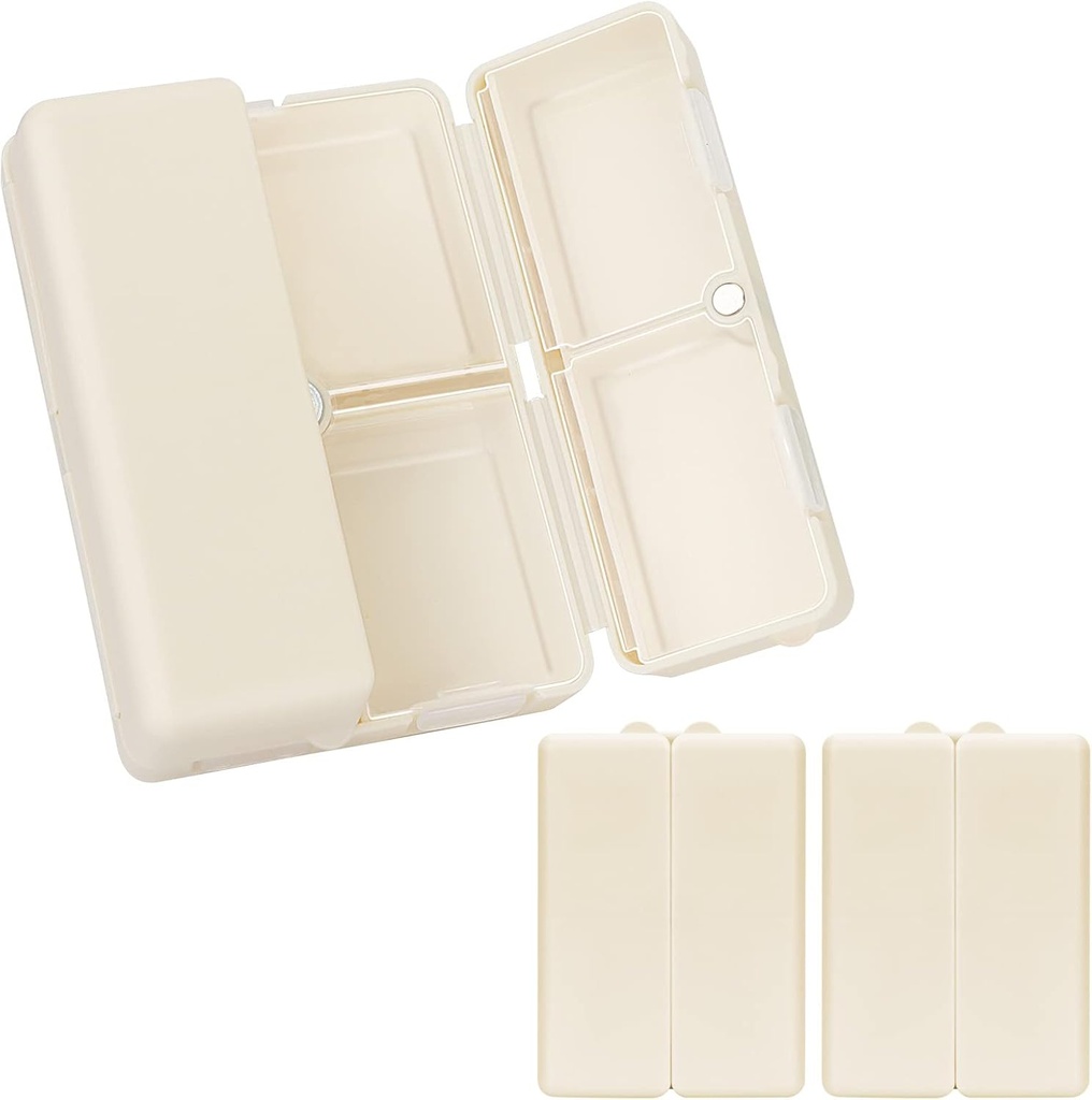 FYY Daily Pill Organizer,2 Pcs 7 Compartments Portable Pill Case Travel Pill Organizer,[Folding Design] Pill Box for Purse Pocket to Hold Vitamins,Cod Liver Oil,Supplements and Medication-White