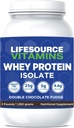 LifeSource Vitamins 3 lb - US Dairy Cows Grass Fed Whey Protein Isolate - Double Chocolate Fudge sweetened w/Stevia - 3 lb Powder