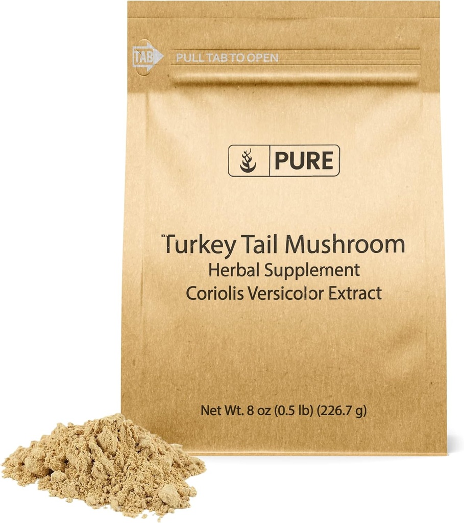 PURE ORIGINAL INGREDIENTS Turkey Tail Mushroom (8oz) Trametes Versicolor, Coriolus Versicolor, Non-GMO