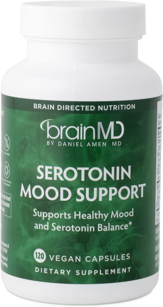 BRAINMD Dr Amen Serotonin Mood Support - 120 Capsules - Supports Healthy Serotonin Balance - Gluten Free - 30 Servings