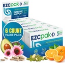 EZC Pak 5-Day Immune System Booster with Echinacea, Vitamin C, Zinc & Vitamin D - Tapered Immune Support Supplement for Adults - Supports Immunity, Easy Travel-Size Supplement Pack - (Pack of 6)
