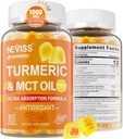 Turmeric Gummies 1000mg w/MCT Oil C8 C10, Organic Antioxidant, Turmeric Curcumin Supplement with Black Pepper Extract, Support Comfort, Boost Energy, Ultra Absorption, Sugar Free, 60 Cts