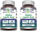 Amazing Formulas Alpha Lipoic Acid | 600 Mg Per Serving Supplement | Capsules | Non-GMO | Gluten Free | Made in USA (60 | 2 Pack)