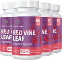 Red Vine Leaf Extract 1400mg & Horse Chestnut Extract 100mg Supplement for Leg, Vein, Circulation, Heart, Skin (60 Capsules - 4 Bottle)
