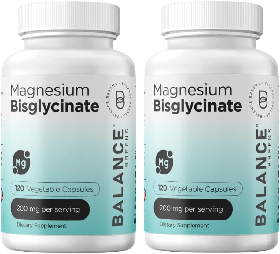 Magnesium Bisglycinate 200mg - High Absorption Chelated Magnesium Supplement - Gentle on Stomach, Gluten-Free, Supports Sleep, Muscle Cramps & Positive Mood - 120 Capsules (Pack of 2)