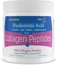 Hyalogic Collagen Peptides Powder w/Hyaluronic Acid, Hydrolyzed Types 1 & 3, Grass Fed, Keto Protein Powder Supplement for Hair Growth, Skin, Nails, Joints Unflavored Easy to Mix 6.4 oz (180 gr.)
