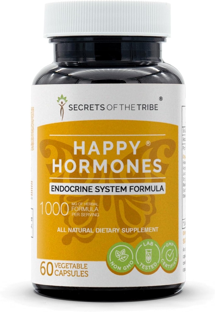 Secrets of the Tribe - Happy Hormones, Endocrine System Formula, Herbal Supplement Blend (60 Capsules)