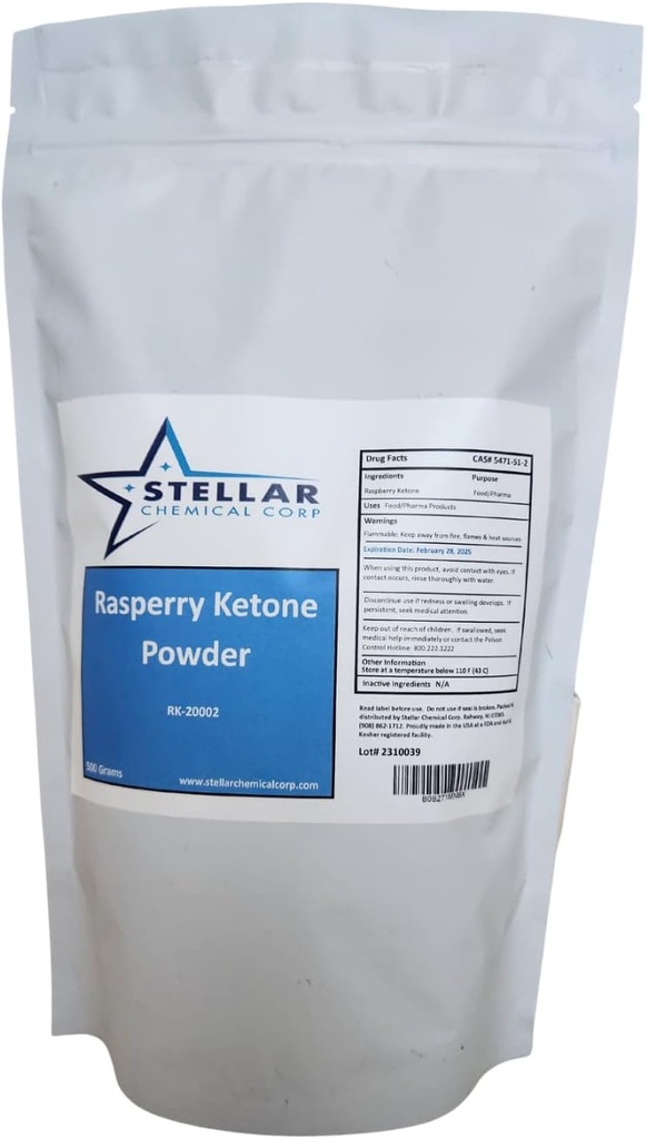 Raspberry Ketone Powder ~~ 500 Grams Dietary Supplement, Antioxidants Support - Pure, Gluten Free - 500mg per Serving