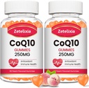 2 Pack CoQ10 Gummies, 5X Better Absorption Coenzyme Q10 for Cellular Energy and Antioxidant Support, 120 Peach Gummies