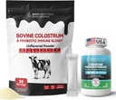 Colostrum Supplement Powder for Gut, Immune Health & Nutrient Absorption, 30 Servings + Creatine Monohydrate Capsules for Muscle Builder
