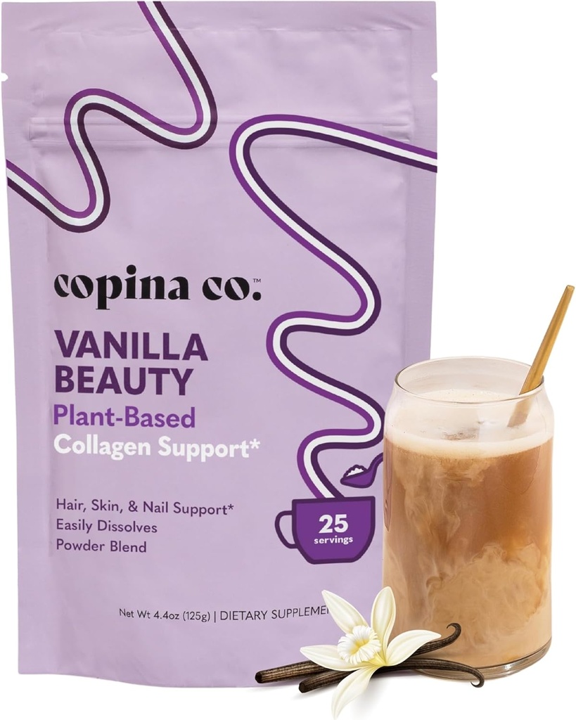 Copina Co. Vanilla Beauty Vegan Collagen Booster Creamer: Plant Based Collagen Support Smoothie Drink Vegan Creamy Blend | Vanilla Flavor | 1 Bag - 25 Servings per Bag