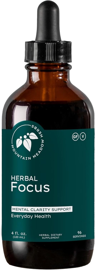 Mountain Meadow Herbs Herbal Focus – Liquid Herbal Formula for Mental Clarity & Alertness, Fast-Absorbing Tincture 4oz
