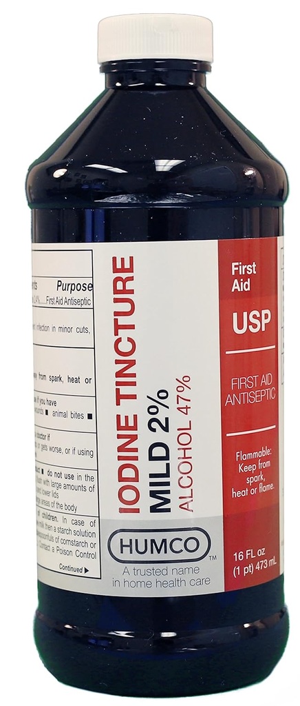 Humco Iodine Tincture Mild 2%, USP, 16 oz.