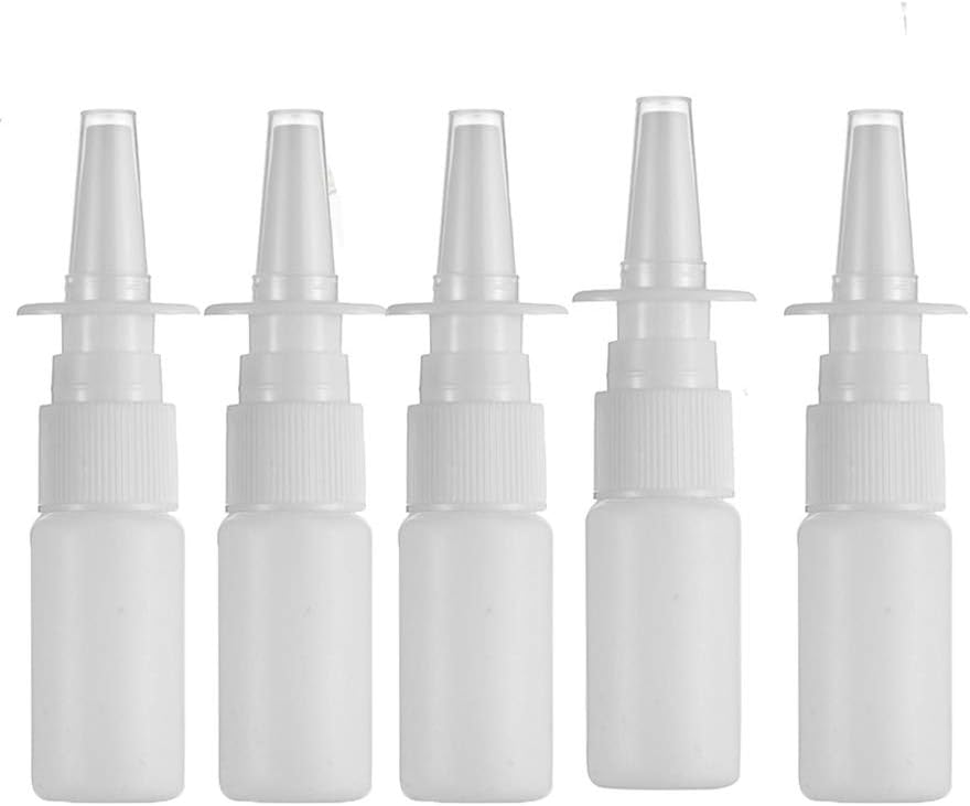 20ML White Empty Plastic Nasal Spray Bottles Pump Sprayer Mist Nose Spray Refillable Bottle For Saline Water Wash Applications Pack of 5